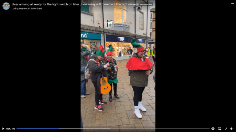 Elves welcoming the ‘big switch on’ in Weymouth