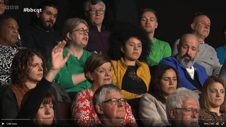 Question Time audience unite as Tory MP roasted on a spit