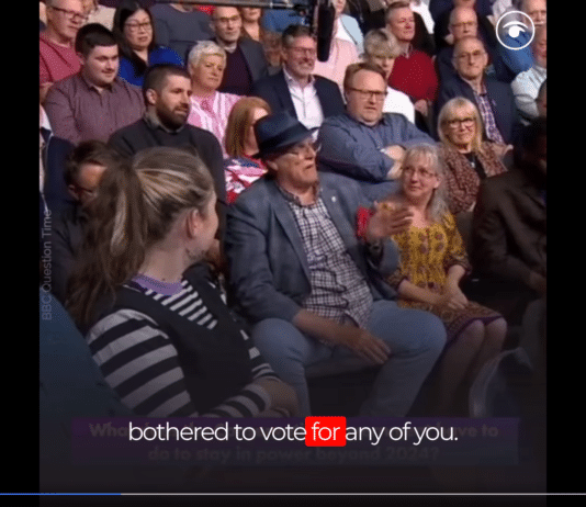 Question Time audience member sums up the Tories and Labour