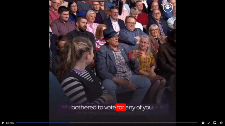 Question Time audience member sums up the Tories and Labour
