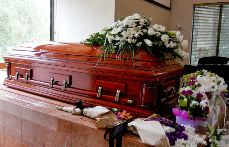 A woman who knocked on her own coffin dies