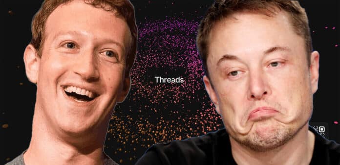 Threads App: Zuckerberg laughing at Musk