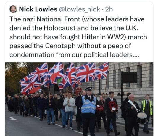 Government allow neo Nazis to march past the cenotaph but not pro Palestinian demonstration outside of embassy