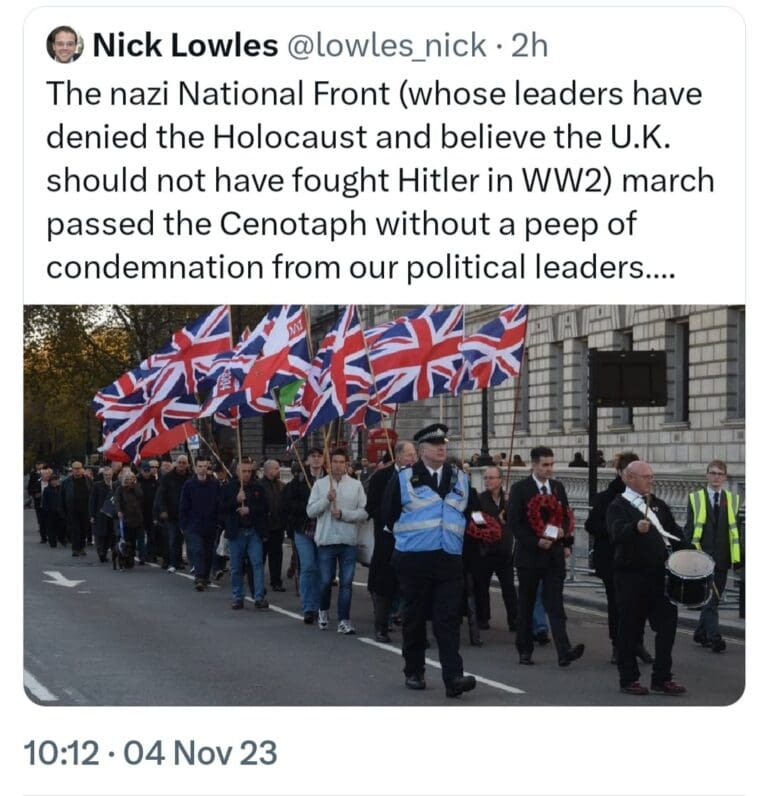 Government allow neo Nazis to march past the cenotaph but not pro Palestinian demonstration outside of embassy