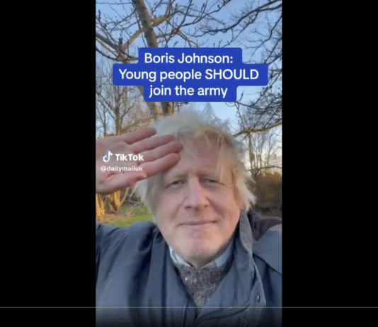 Boris Johnson wants people to sign up and get slaughtered for corporations and psychopathic politicians