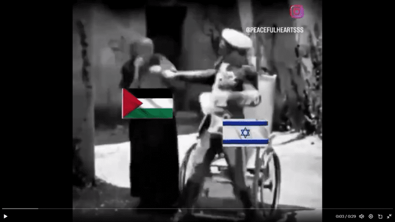 Silent black and white clip has become an allegory for Israel’s genocidal terror