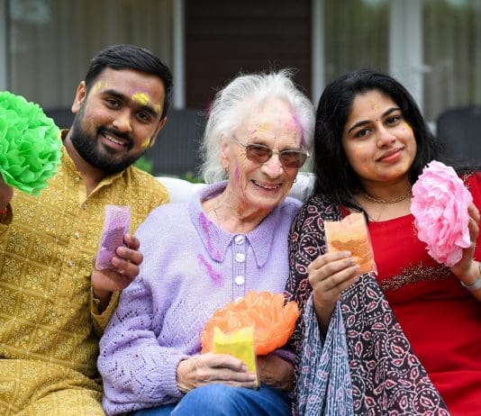 Let there be colour! Weymouth care home residents celebrate Holi Festival