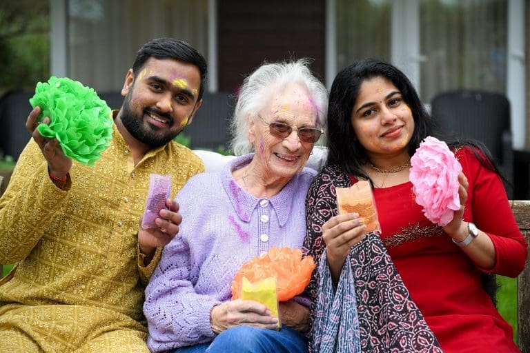 Let there be colour! Weymouth care home residents celebrate Holi Festival