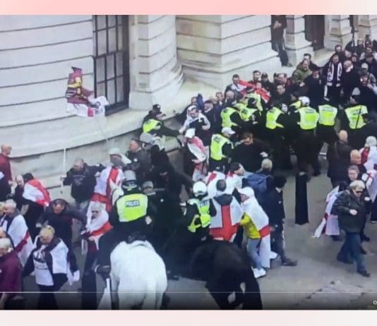 Proud to be English mob attack police horse in Whitehall