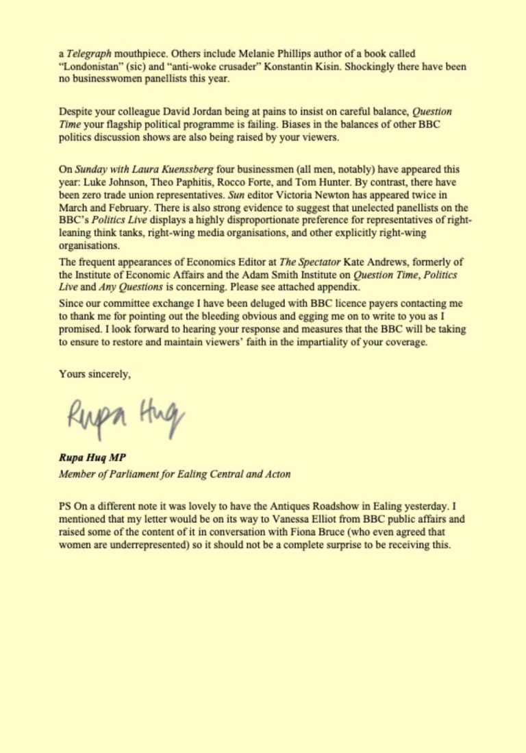 At last an mp challenges the bbc over its right wing bias on its