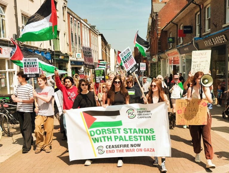 Protests in Dorchester and Weymouth against those complicit in Gaza genocide