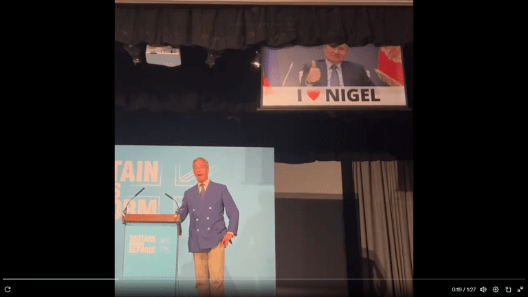 Putin sends a love message to Nigel Farage at election rally