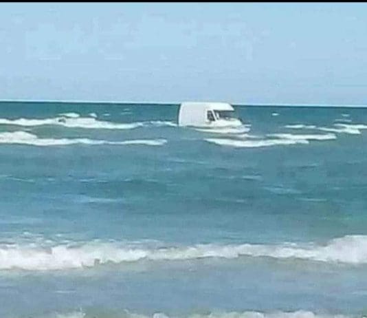 White Van spotted in the sea off Bournemouth