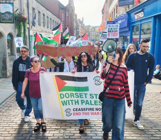 Palestine protesters demand arms embargo on Israel at Dorchester rally, Saturday 21 September