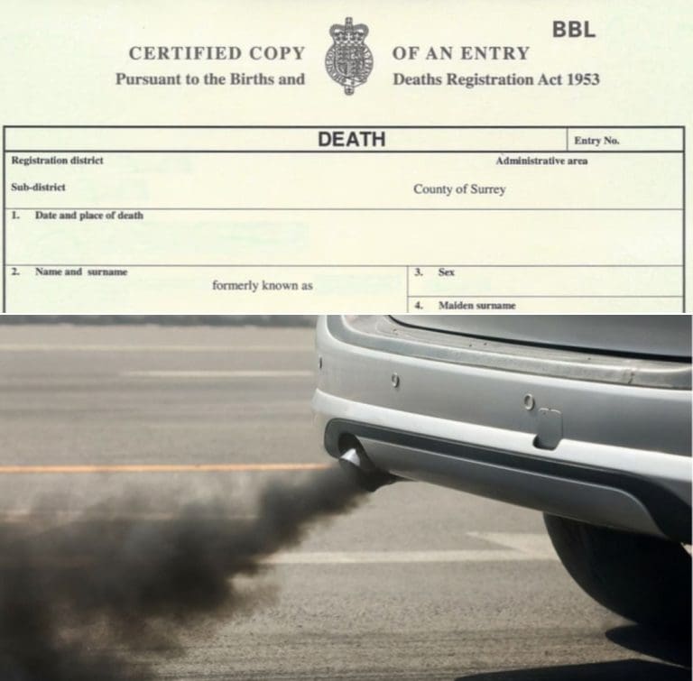 Many People Should Have On Their Death Certificates “Death By Petrol/Diesel Powered Vehicles”