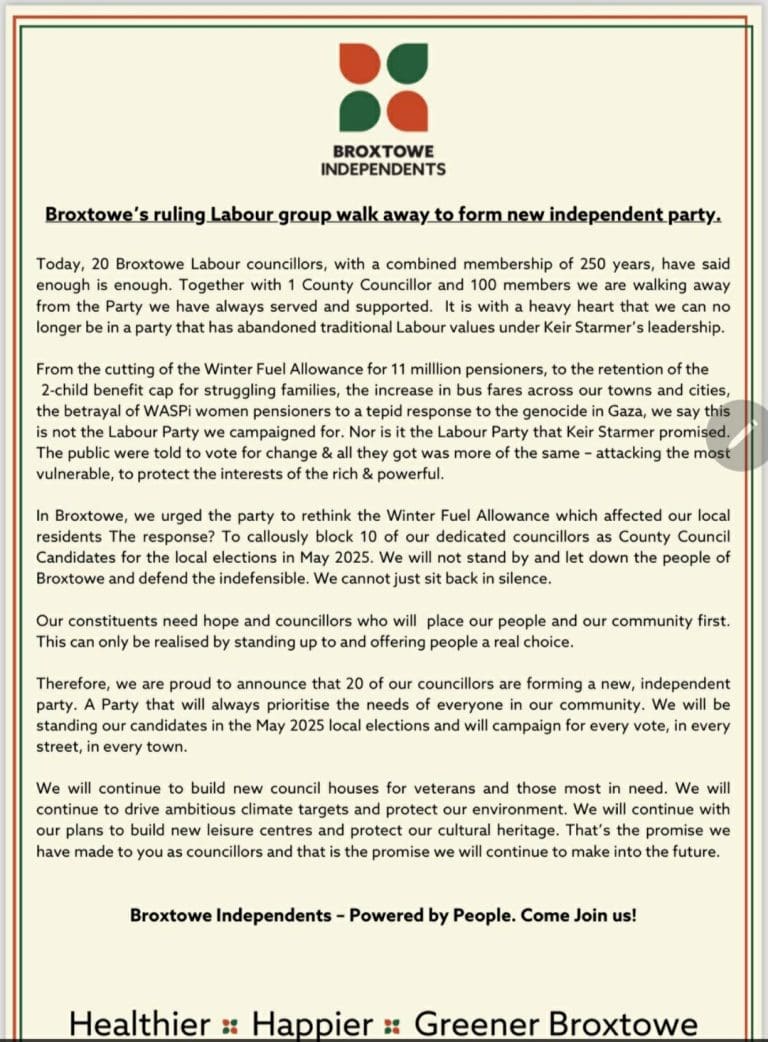 Twenty Labour Councillors Say ‘Enough Is Enough’