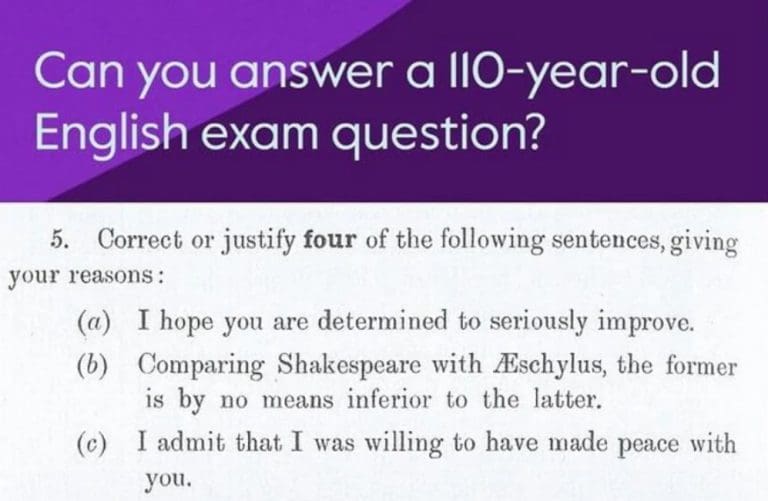 English Exam Question From 1913
