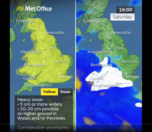 Heavy Snow Predicted Across Southern England This Weekend
