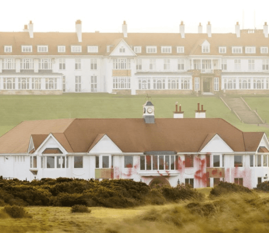 “Gaza Is Not For Sale” As Trump’s Turnberry Golf Course Dug Up And Vandalised By Activists