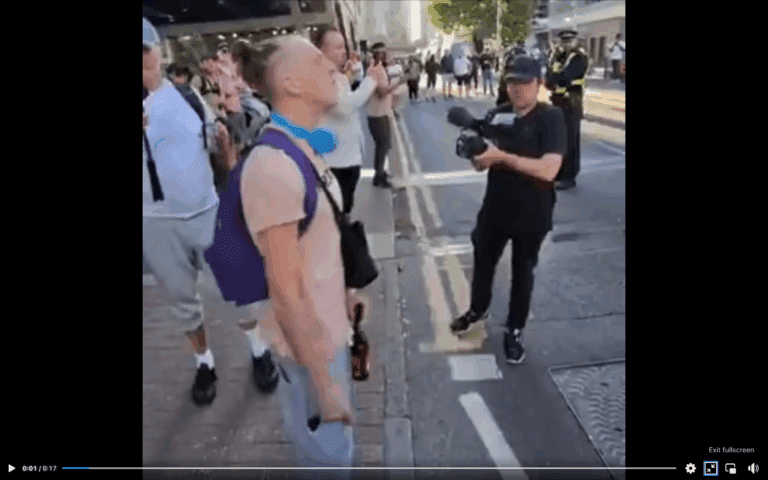 A Blind Man in a Wheelchair and a Ninety Year Old are Arrested While This Piece of Trash Gets to Shout This