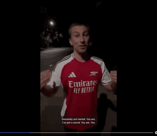 Brave Arsenal Fan Confronts Ignorant, Abusive Flag-Raising Far-Right Mob