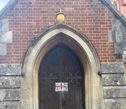 Church Door Desecrated By The Far Right In Bournemouth