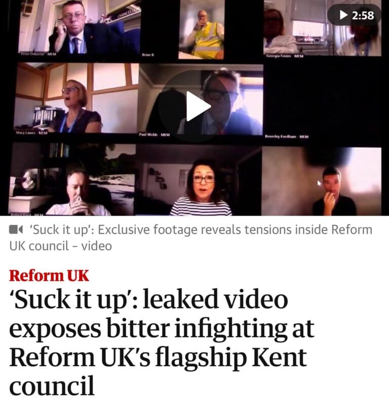 Leaked Video Reveals Reform UK’s ‘Flagship’ Kent Council At War With Each Other