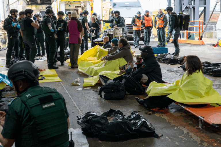 Multi-Agencies Prepare for a Terrorism Response on Cross Channel Ferry in Poole