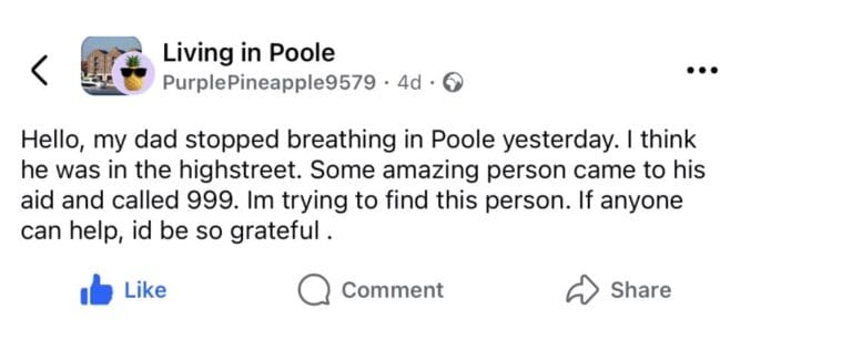 “I Am Trying to Find This Amazing Person From Poole”