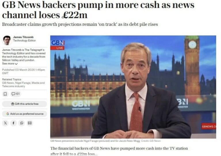 GB News Kept Afloat By Billionaires