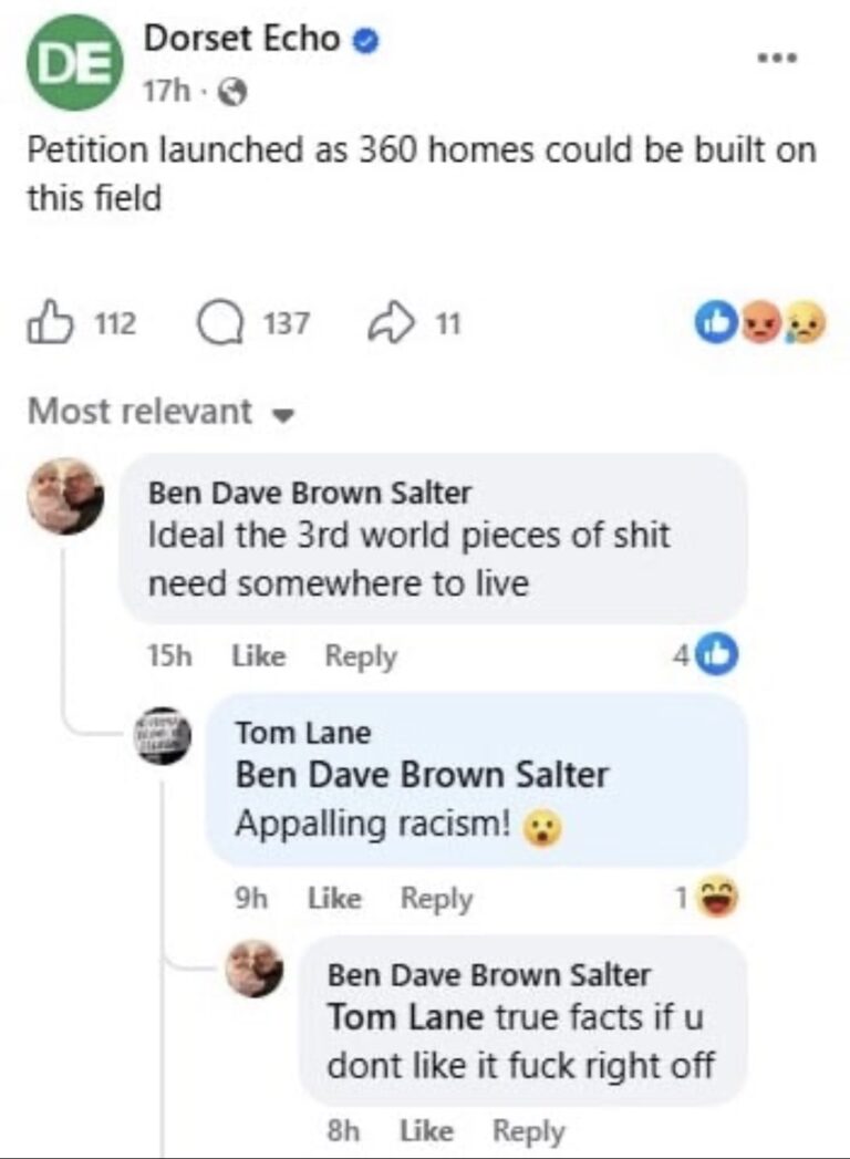 A Response to an ‘Appalling Racist’ From Weymouth