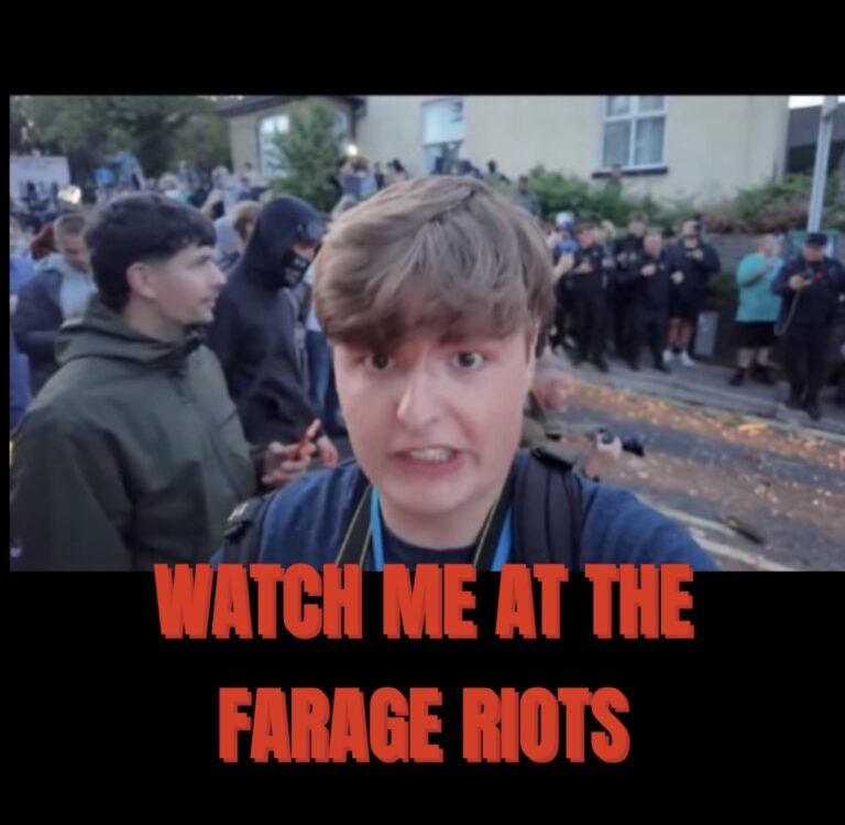 Man/Boy Films Himself Complicit in Offense That Carries Five-Year Sentence at Farage’s Southampton Riots